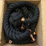 32mm Black Natural Cotton Bannister Rope x 4.6 Metres C/W 6 Copper Bronze Fittings (CS)