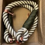 36mm Natural Cotton Bannister Rope Wormed In Olive With Spliced Eyes x 2 Metres C/W 4 Copper Bronze Fittings (CS)