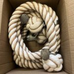 28mm Natural Cotton Bannister Rope Wormed In Natural x 2.3 Metres C/W 4 Satin Nickel Fittings (CS)