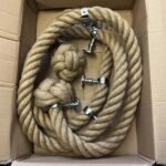 36mm Natural Jute Bannister Rope x 11 Foot C/W 6 Satin Nickel Fittings (CS)