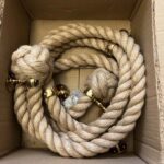 32mm Natural Jute Bannister Rope x 4 Metres C/W 5 Polished Brass Fittings (CS)