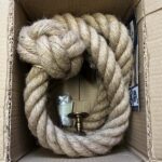 36mm Natural Jute Bannister Rope x 7 Foot C/W 3 Antique Brass Fittings (CS)