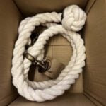 24mm Synthetic White Cotton Bannister Rope x 1.8 Metres C/W 3 Antique Brass Fittings (CS)