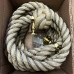 24mm Synthetic Polyhemp Bannister Rope Wormed In Grey x 14 Foot C/W 4 Polished Brass Fittings (CS)