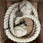 32mm Natural Cotton Bannister Rope x 1.57 Metres C/W 3 Satin Nickel Fittings (CS)