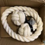 32mm Synthetic White Cotton Bannister Rope x 1 Metres C/W 2 Powder Coated Black Fittings (CS)