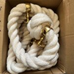 28mm Synthetic White Cotton Bannister Rope x 5.25 Metres C/W 6 Polished Brass Fittings (CS)