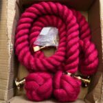 32mm Burgundy Polyspun Bannister Rope x 1980mm C/W 3 Polished Brass Fittings (CS)