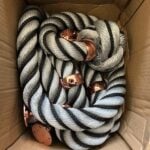 36mm Synthetic Grey Bannister Rope Wormed In Black x 2.9 Metres C/W 5 Copper Bronze Fittings (CS)
