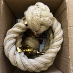 36mm Synthetic Polyhemp Bannister Rope Wormed In Natural x 10Foot C/W 4 Polished Brass Fittings (CS)
