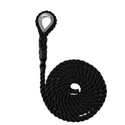black 3 strand nylon sled prowler pulling rope with galvanised thimble 1