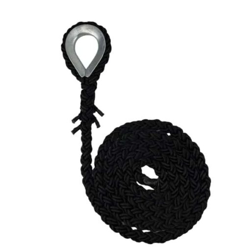 black 8 strand nylon gym rope with galvanised thimble 1