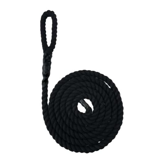 black natural cotton sled prowler pulling rope with soft eye 1