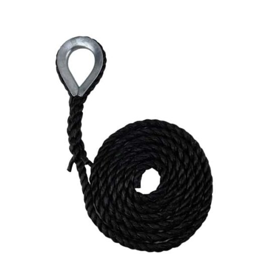black polypropylene gym rope with galvanised thimble 1