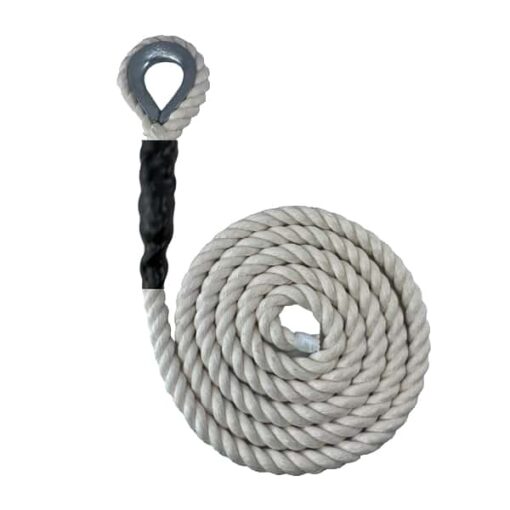 natural cotton sled prowler pulling rope with galvanised thimble 1