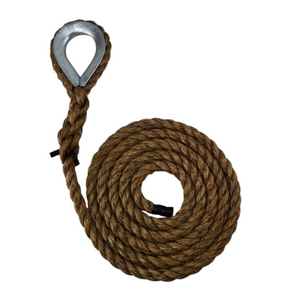 Natural Manila Gym Rope With Galvanised Thimble - RopeServices UK