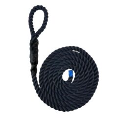 navy blue 3 strand nylon sled prowler pulling rope with soft eye 1
