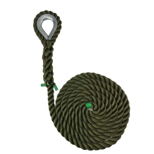 olive 3 strand nylon gym rope with galvanised thimble 1