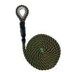 Olive 3 Strand Nylon Sled Prowler Pulling Rope With Galvanised Thimble