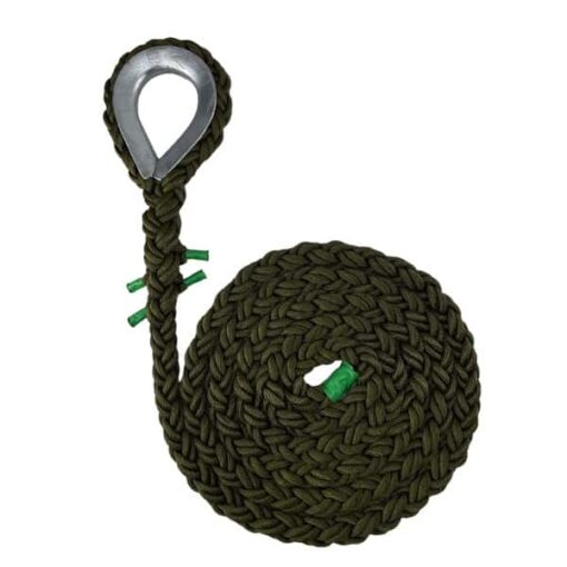 olive 8 strand nylon gym rope with galvanised thimble 1