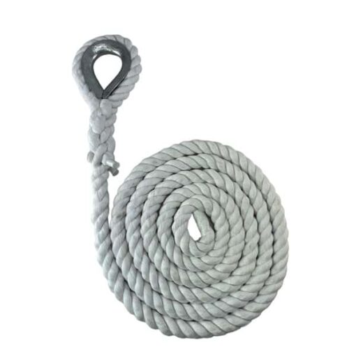 optic white natural cotton gym rope with galvanised thimble 1
