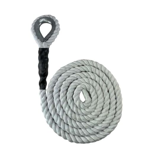 optic white natural cotton sled prowler pulling rope with galvanised thimble 1