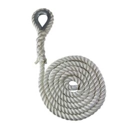 white 3 strand nylon gym rope with galvanised thimble 1