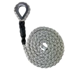 white 8 strand nylon sled prowler pulling rope with galvanised thimble 1