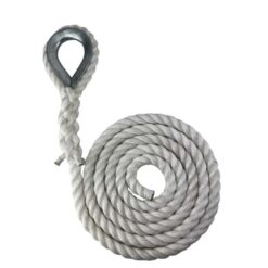white staplespun gym rope with galvanised thimble 1