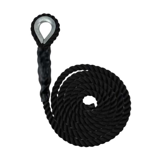 synthetic black sled prowler pulling rope with galvanised thimble 1