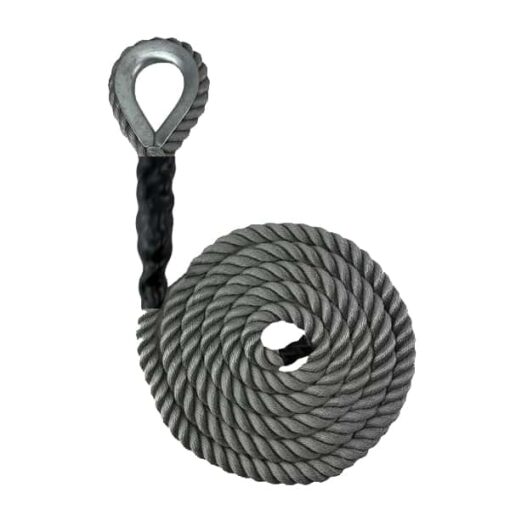synthetic grey sled prowler pulling rope with galvanised thimble 1