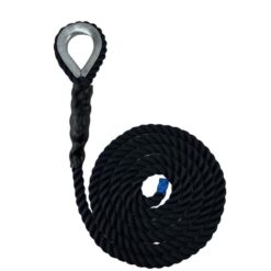 synthetic navy blue sled prowler pulling rope with galvanised thimble 1