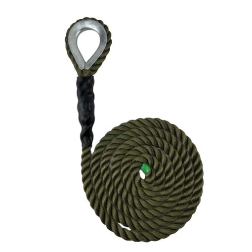 synthetic olive sled prowler pulling rope with galvanised thimble 1