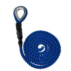 synthetic royal blue sled prowler pulling rope with galvanised thimble 1