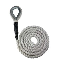 white staplespun sled prowler pulling rope with galvanised thimble 1