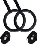 2 x Black Plastic Gymnastic Rings with Straps