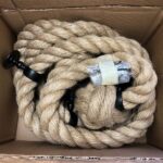 28mm Natural Jute Bannister Rope x 4.2 Metres C/W 6 Powder Coated Black Fittings (CS)
