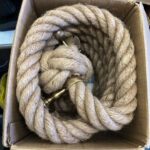 40mm Natural Jute Bannister Rope x 4 Metres C/W 4 Antique Brass Fittings (CS)