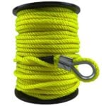 8mm Fluorescent Yellow Cordoning Rope With Galvanised Eye Each End x 50m Reel