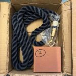 24mm Navy Blue Barrier Rope x 2.5 Metres With Brass Hook And Eye Plates (CS)