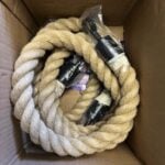 2 x 30mm Polyhemp Barrier Ropes x 2 Metres c/w Black Hooks & Eyeplates (CS)