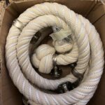 32mm Natural Cotton Bannister Rope Wormed x 4.1 Metres 8 Satin Brackets (CS)