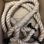 24mm Natural Jute Bannister Rope Spliced Eyes x 10 Foot 4 Black Brackets (CS)
