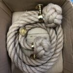 36mm Natural Jute Bannister Rope x 7 Foot 3 Brass Brackets (CS)