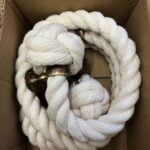 32mm Synthetic Cotton Bannister Rope x 2.1 Metres 3 Antique Brass Brackets (CS)