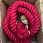 32mm Burgundy Red Polyspun Bannister Rope x 12 Foot 4 Brass Brackets (CS)
