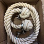 24mm Natural Cotton Wormed Bannister Rope x 1.83 Metres 3 Satin Brackets (CS)