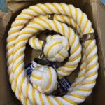 36mm Synthetic Cotton Wormed Bannister Rope x 4 Metres 4 Antique Brass Brackets (CS)