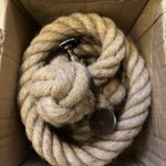 36mm Natural Jute Bannister Rope x 2.27 Metres 4 Antique Brass Brackets (CS)