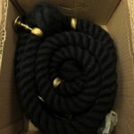 24mm Black Polyspun Bannister Rope x 4.88 Metres 7 Antique Brass Brackets (CS)